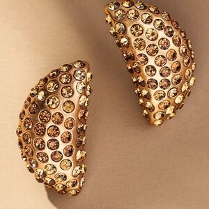 New Anthropologie Crystal Post Earrings Gold Tone